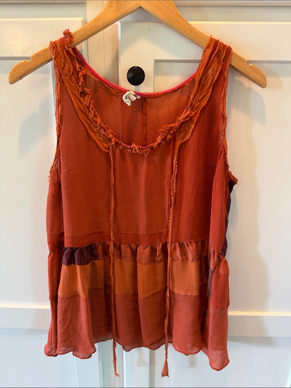 Floreat Rust-Red Layered Peplum Camisole